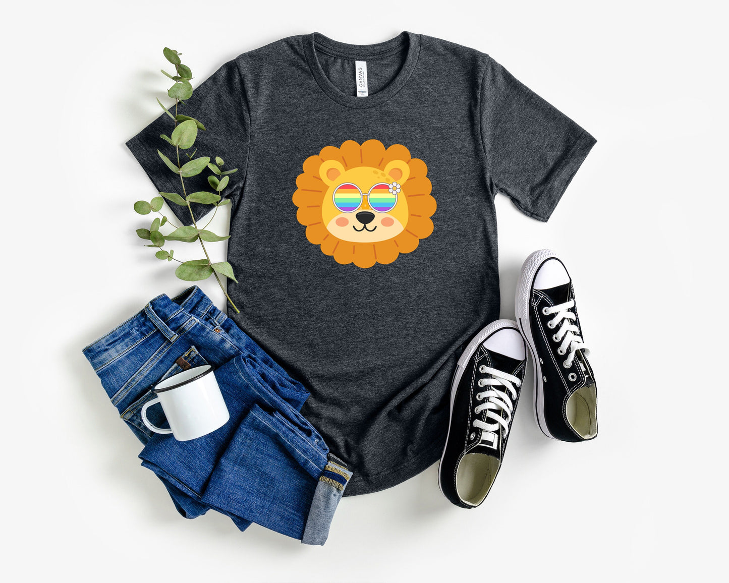 Super cute lion with rainbow glasses shirt, Rainbow glasses on an adorable lion, precious lion showing off pride. Beautiful pride lion