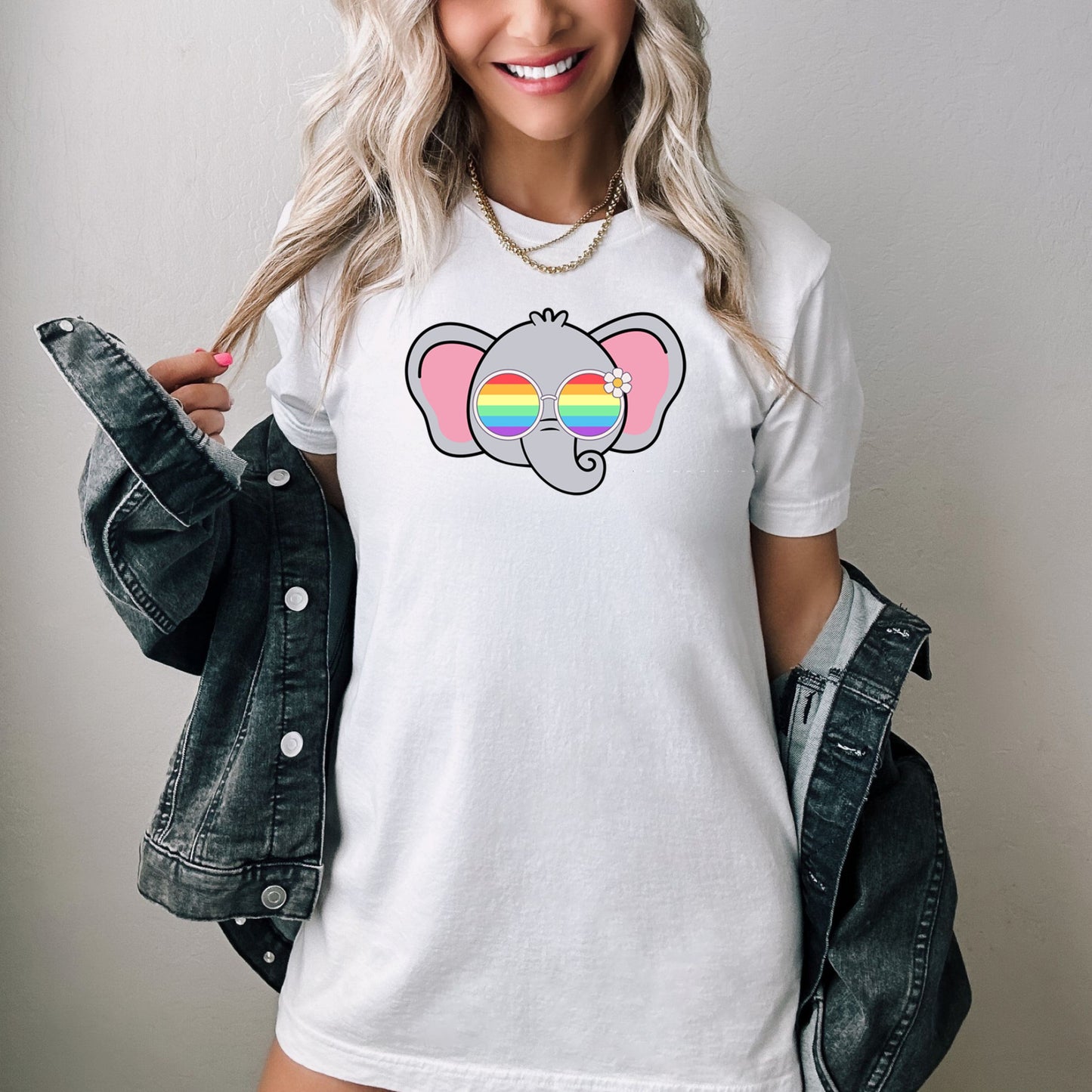 Super cute elephant rainbow glasses shirt, Rainbow glasses adorable elephant, precious elephant showing off pride. Beautiful pride elephant