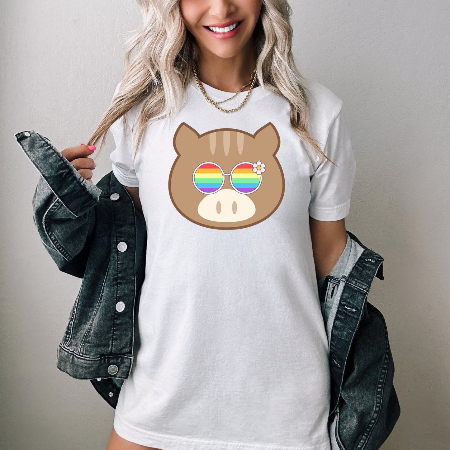 Super cute hog with rainbow glasses shirt, Rainbow glasses on an adorable hog, precious hog showing off pride. Beautiful pride hog
