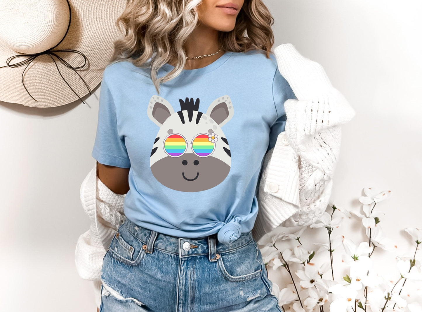 Super cute zebra with rainbow glasses shirt, Rainbow glasses on an adorable zebra, precious zebra showing off pride. Beautiful pride zebra