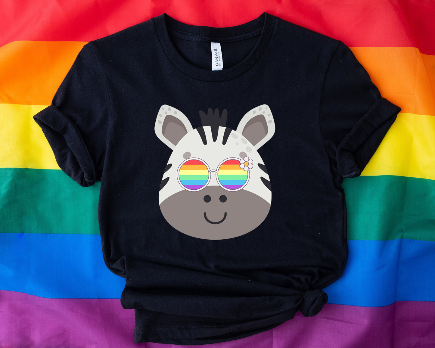 Super cute zebra with rainbow glasses shirt, Rainbow glasses on an adorable zebra, precious zebra showing off pride. Beautiful pride zebra