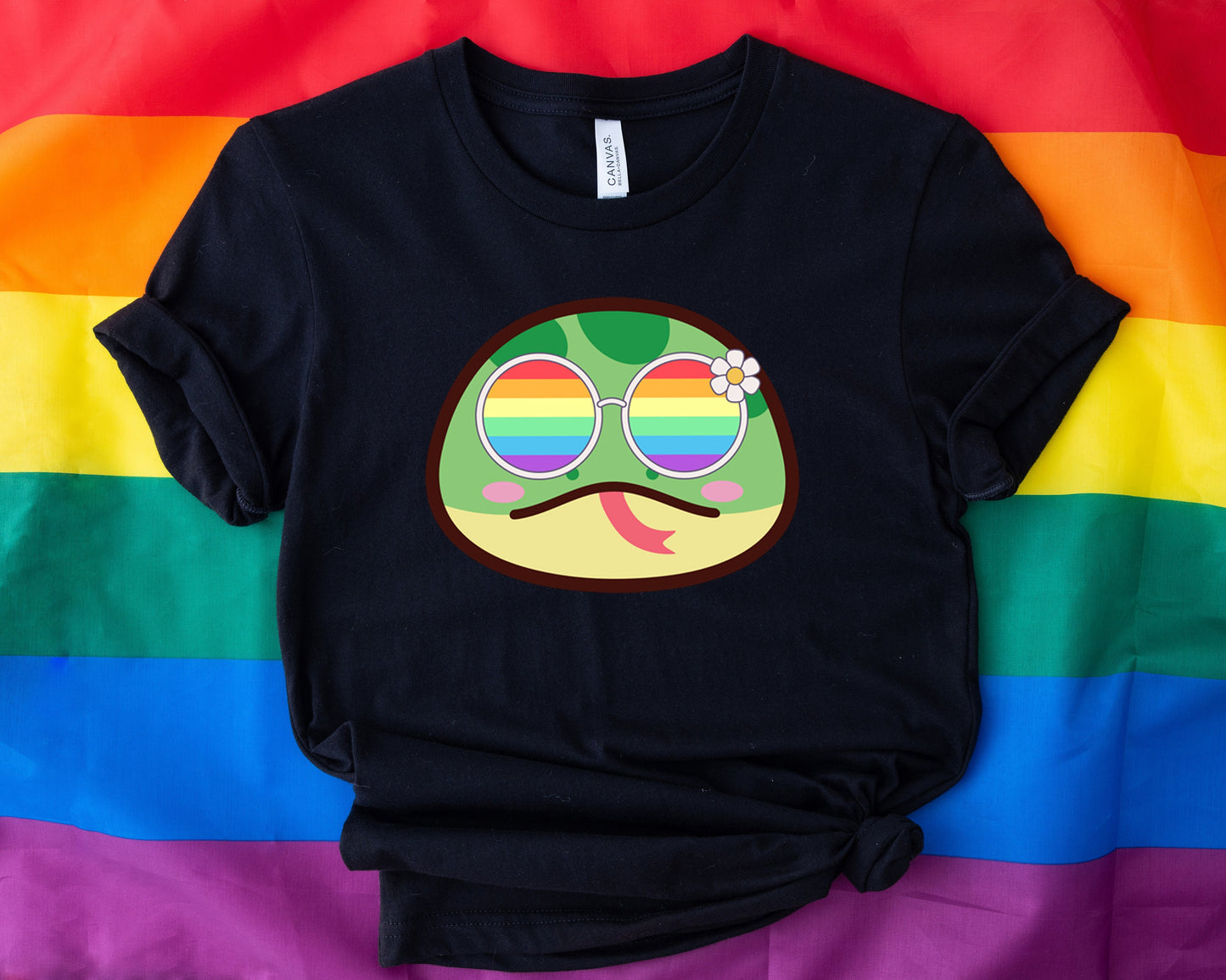 cute snake rainbow glasses shirt blue hat, Rainbow glasses on an adorable snake, precious snake showing off pride. Beautiful pride snake