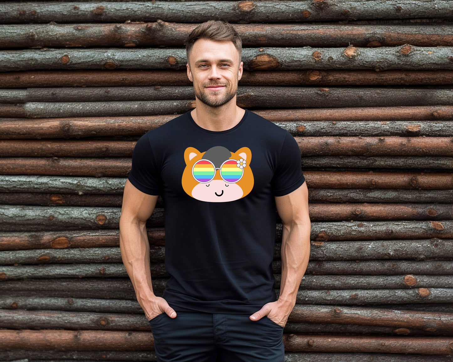 Super cute Horse with rainbow glasses shirt, Rainbow glasses on an adorable Horse, precious Horse showing off pride. Beautiful pride Horse
