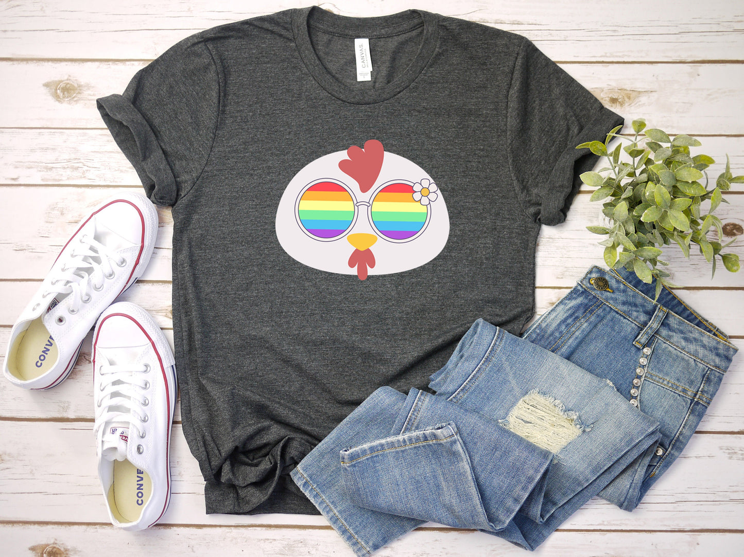 Super cute chicken rainbow glasses shirt, Rainbow glasses on adorable chicken, precious chicken showing off pride. Beautiful pride chicken