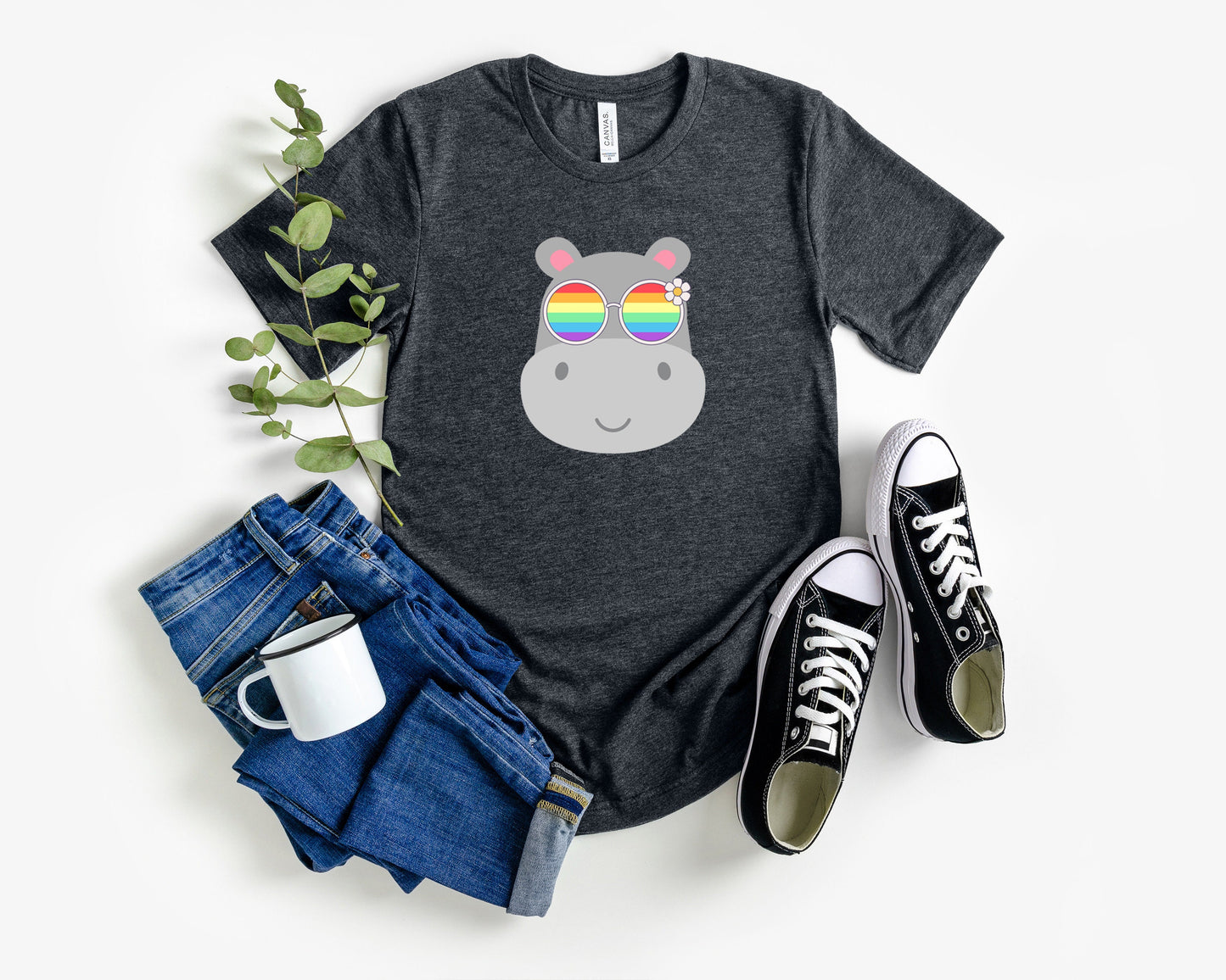 Super cute hippo with rainbow glasses shirt, Rainbow glasses on an adorable hippo, precious hippo showing off pride. Beautiful pride hippo