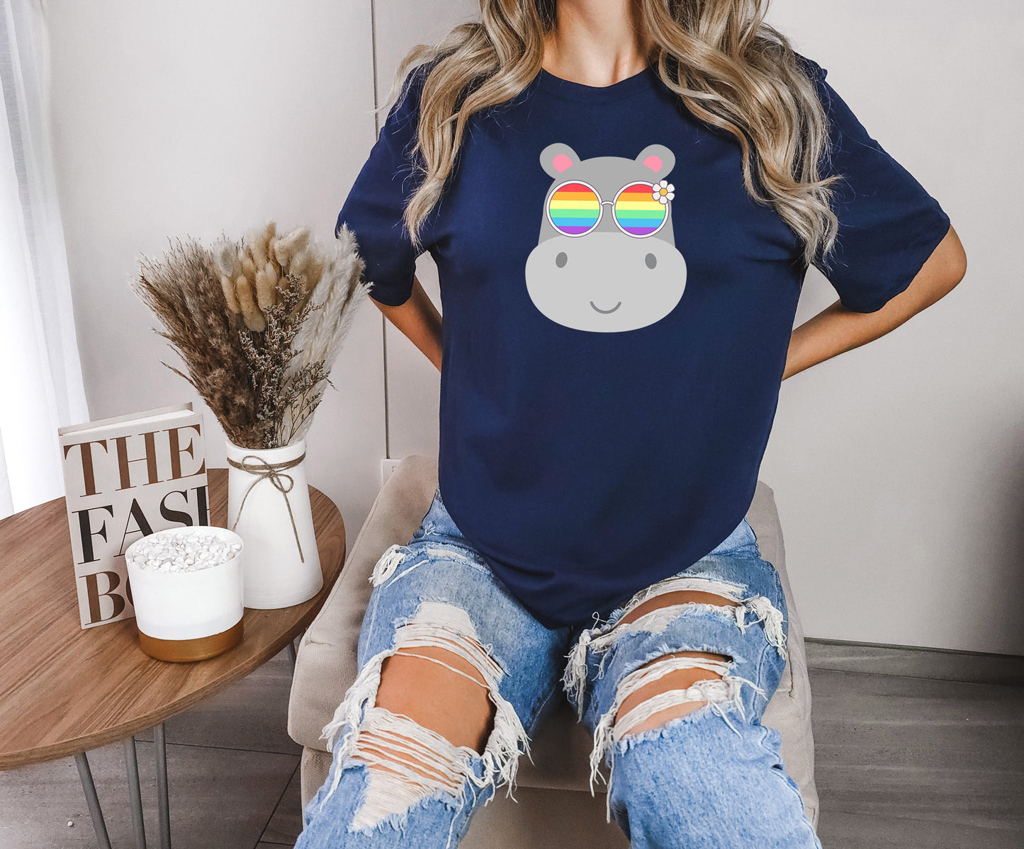 Super cute hippo with rainbow glasses shirt, Rainbow glasses on an adorable hippo, precious hippo showing off pride. Beautiful pride hippo
