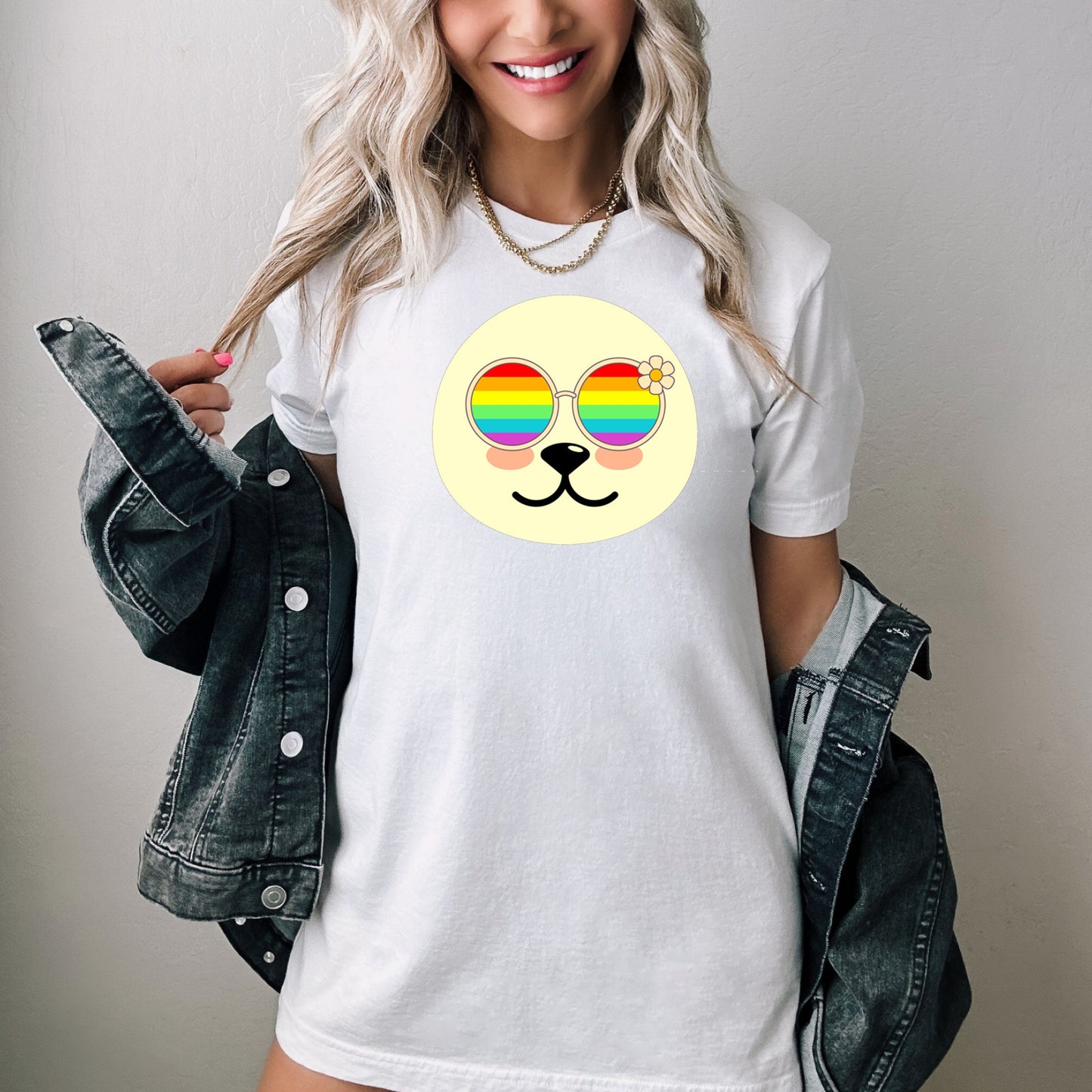 Super cute Seal with rainbow glasses shirt, Rainbow glasses on an adorable Seal, precious Seal showing off pride. Beautiful pride Seal