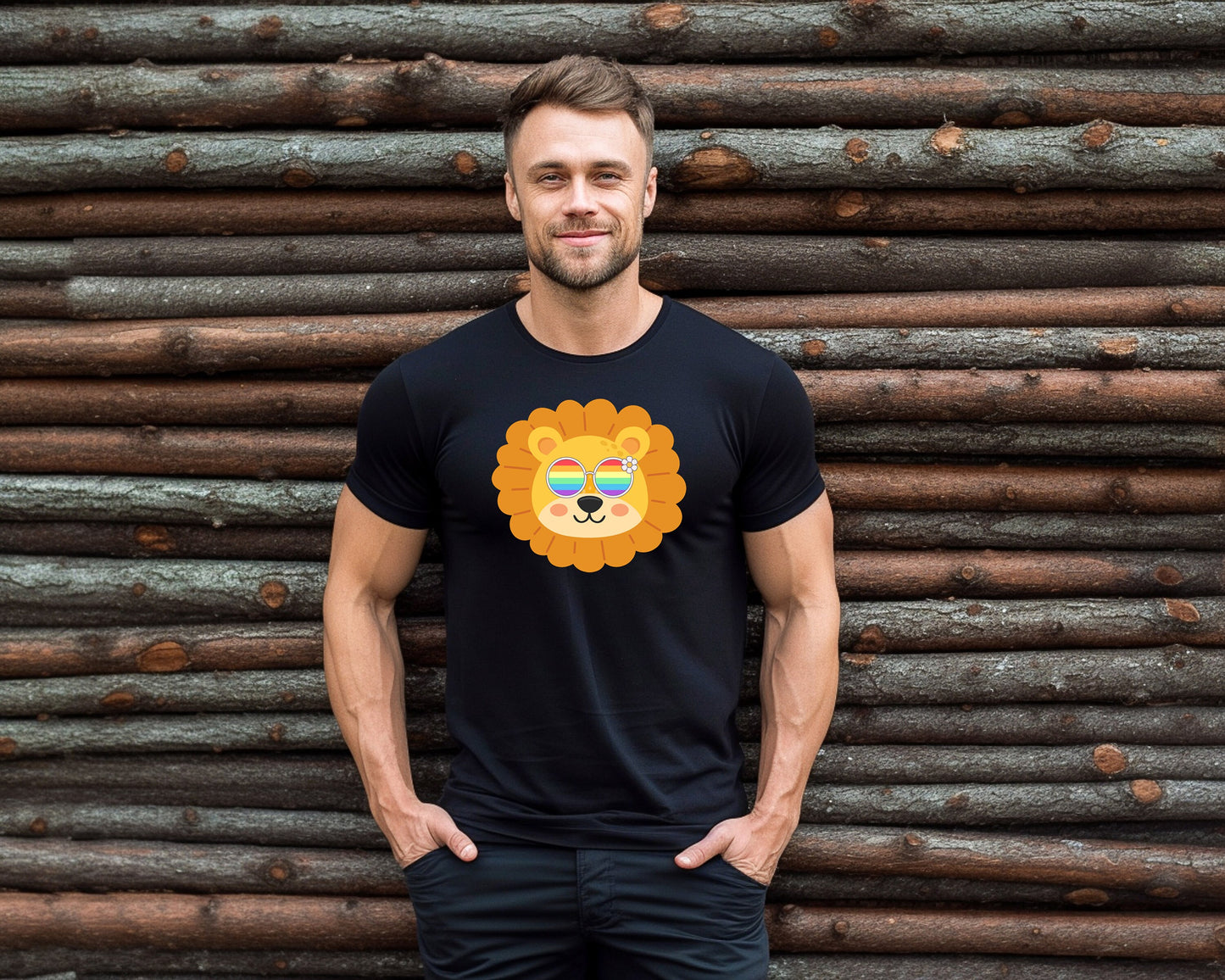 Super cute lion with rainbow glasses shirt, Rainbow glasses on an adorable lion, precious lion showing off pride. Beautiful pride lion