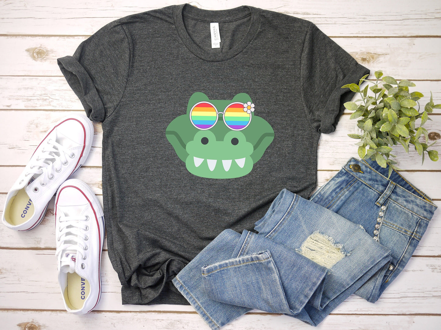 Super cute gator with rainbow glasses shirt, Rainbow glasses on an adorable gator, precious gator showing off pride. Beautiful pride gator