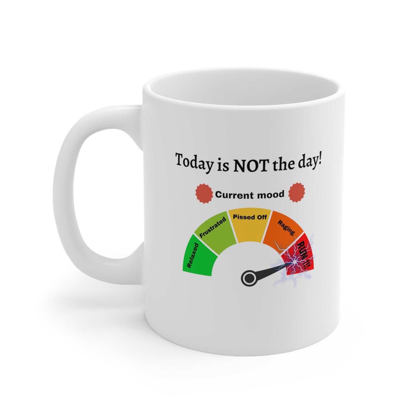 Today is not the day coffee mug, not today mood meter coffee mug, Anger meter coffee mug, not today run coffee mug, Funniest mood saying mug