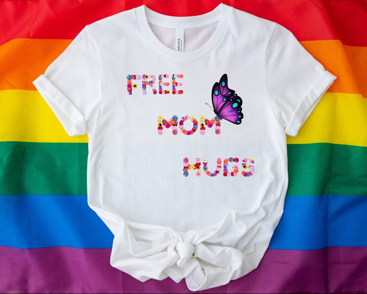 Mom Hugs Shirt, Flower mom shirt, Mom hugs gift tee for mom, a flower shirt with mom hugs, mom hug Tee shirt, mom hugs written with flowers