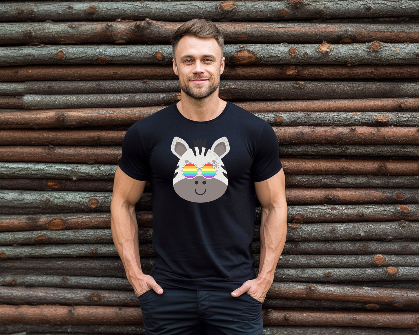 Super cute zebra with rainbow glasses shirt, Rainbow glasses on an adorable zebra, precious zebra showing off pride. Beautiful pride zebra