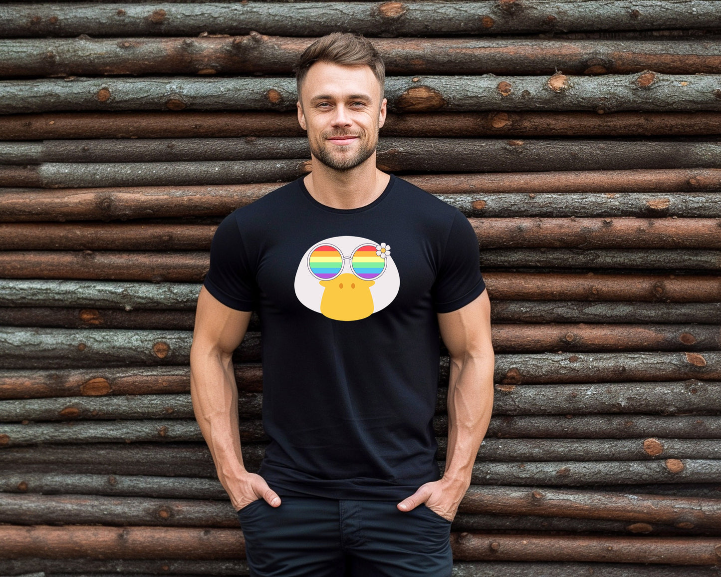 Super cute duck with rainbow glasses shirt, Rainbow glasses on an adorable duck, precious duck showing off pride. Beautiful pride duck