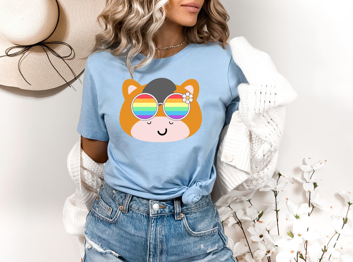 Super cute Horse with rainbow glasses shirt, Rainbow glasses on an adorable Horse, precious Horse showing off pride. Beautiful pride Horse