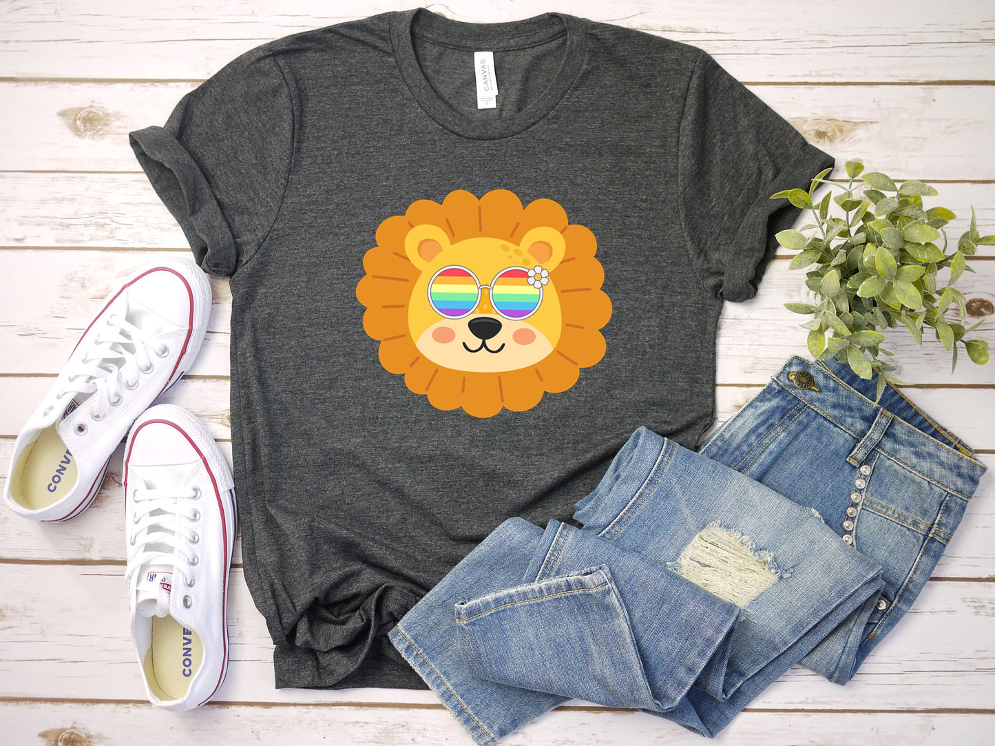 Super cute lion with rainbow glasses shirt, Rainbow glasses on an adorable lion, precious lion showing off pride. Beautiful pride lion