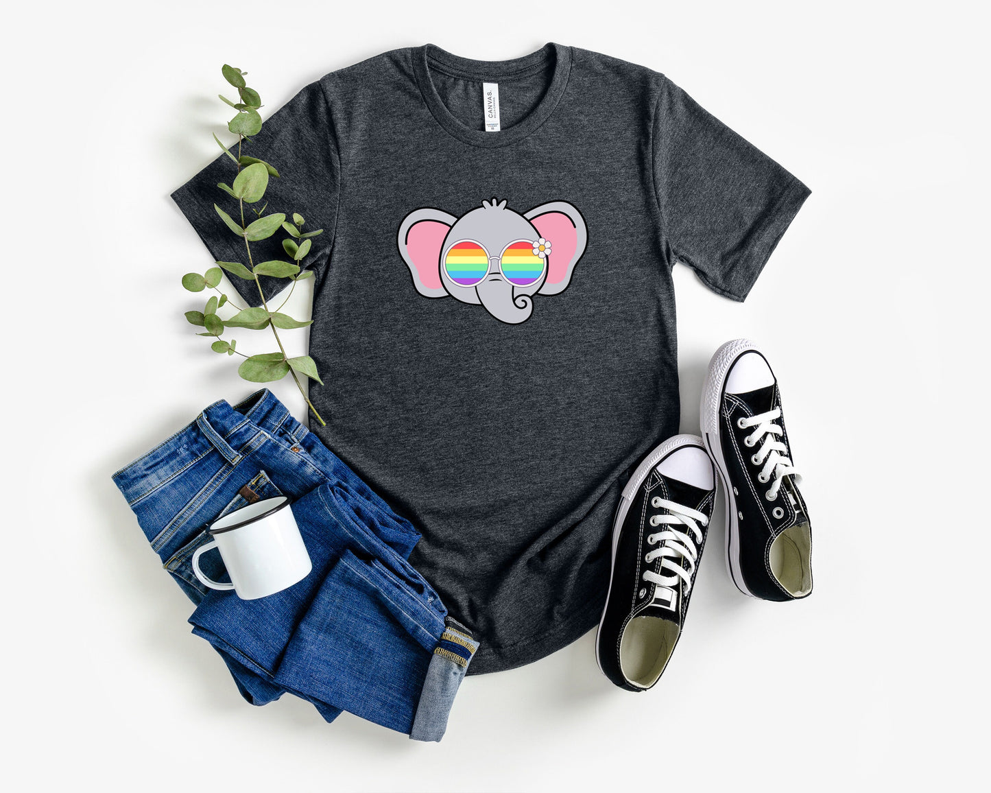 Super cute elephant rainbow glasses shirt, Rainbow glasses adorable elephant, precious elephant showing off pride. Beautiful pride elephant