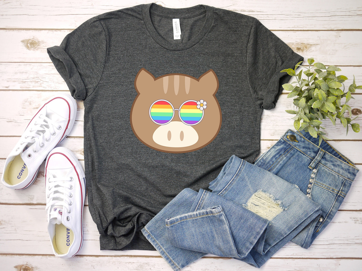Super cute hog with rainbow glasses shirt, Rainbow glasses on an adorable hog, precious hog showing off pride. Beautiful pride hog