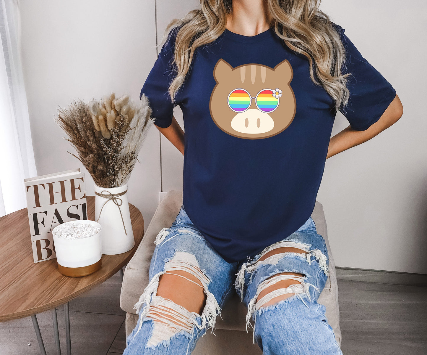 Super cute hog with rainbow glasses shirt, Rainbow glasses on an adorable hog, precious hog showing off pride. Beautiful pride hog
