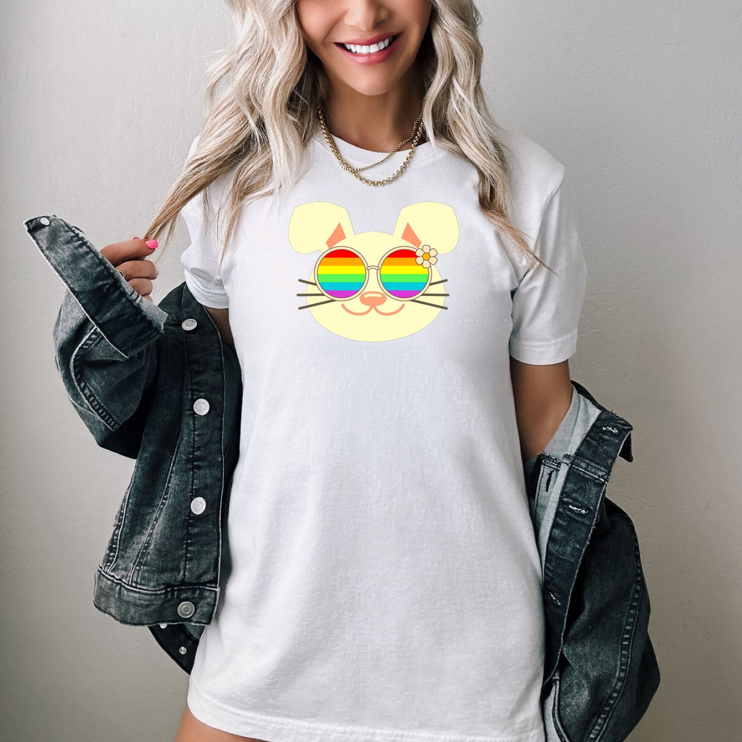 cute bunny rainbow glasses shirt, Rainbow glasses adorable Bunny, precious Bunny showing off pride. Beautiful pride Bunny