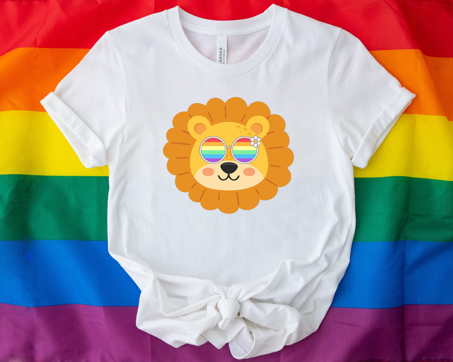 Super cute lion with rainbow glasses shirt, Rainbow glasses on an adorable lion, precious lion showing off pride. Beautiful pride lion