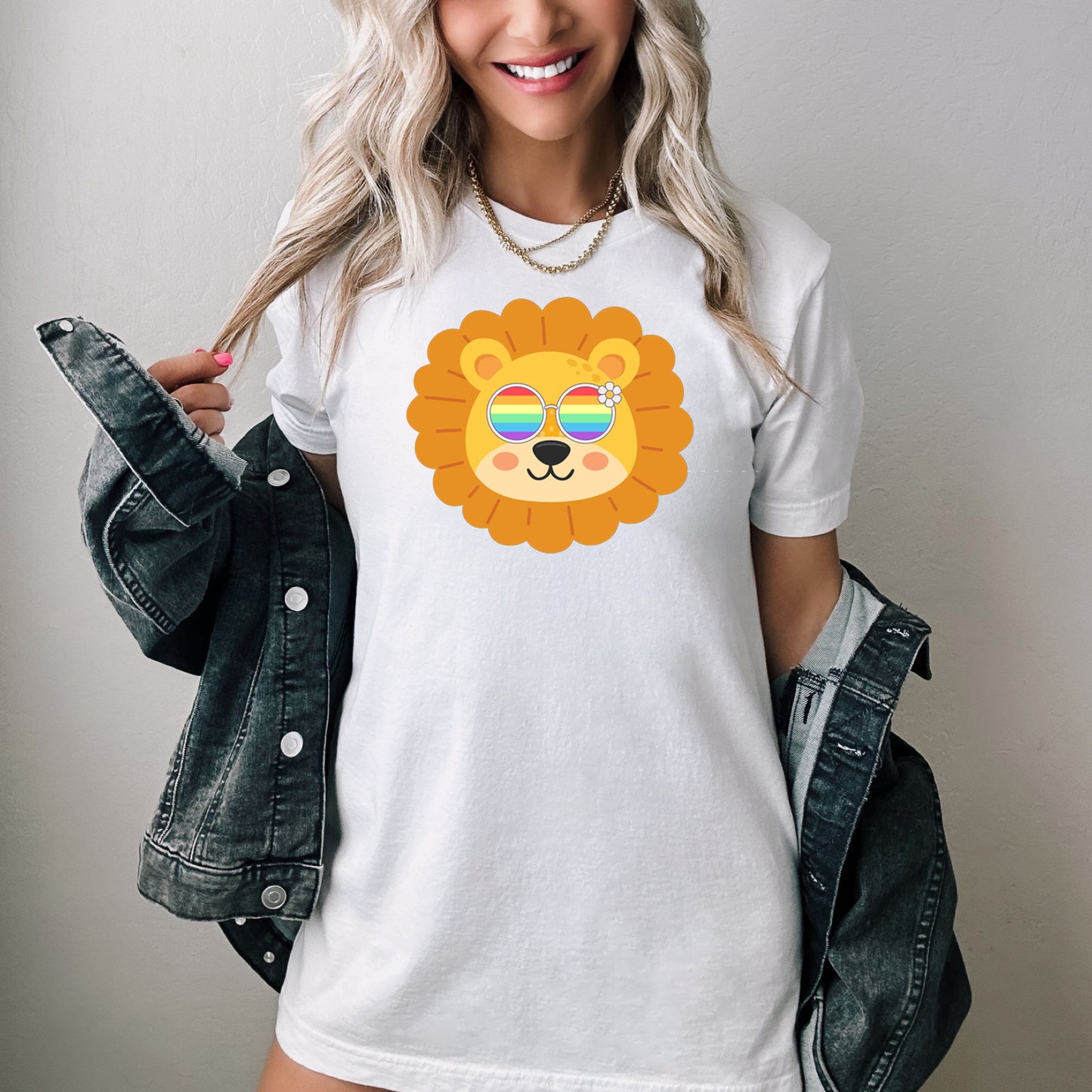 Super cute lion with rainbow glasses shirt, Rainbow glasses on an adorable lion, precious lion showing off pride. Beautiful pride lion
