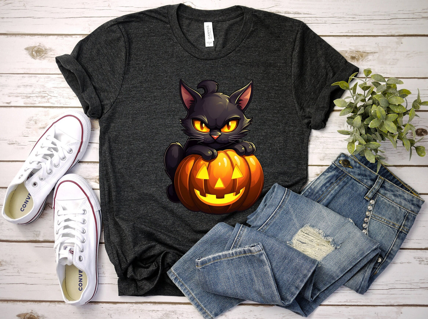 Halloween Black Cat Shirt, Cat Wants To Play Shirt, Cute Black Cat with Pumpkins shirt, Halloween Witches Unlucky Black Cat \Shirt