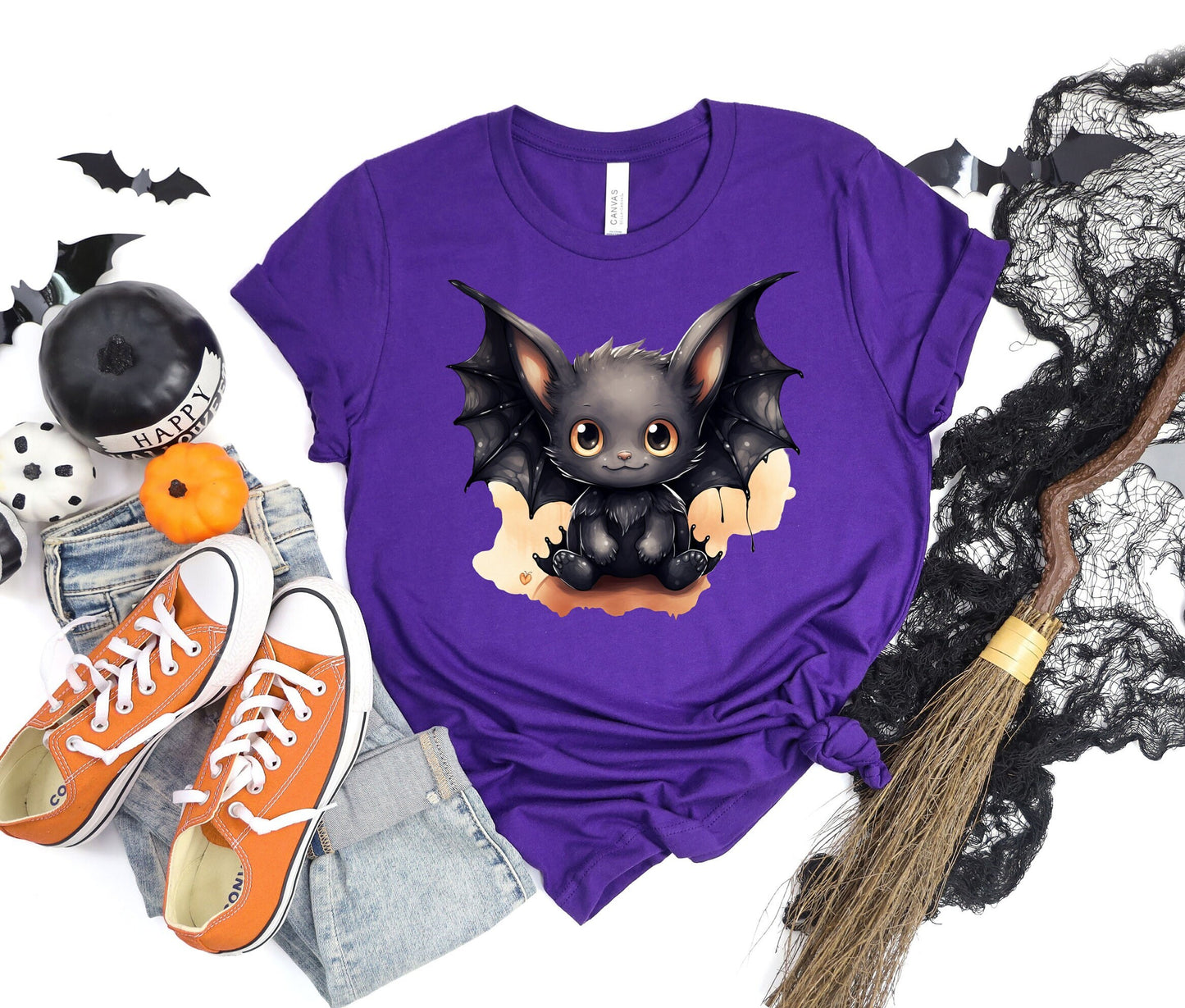 Halloween Black Vampire Bat Shirt, Bat Wants To Play Shirt, Adorable Black Bat with Big Eyes shirt, Halloween Witches Vampire Bat Shirt