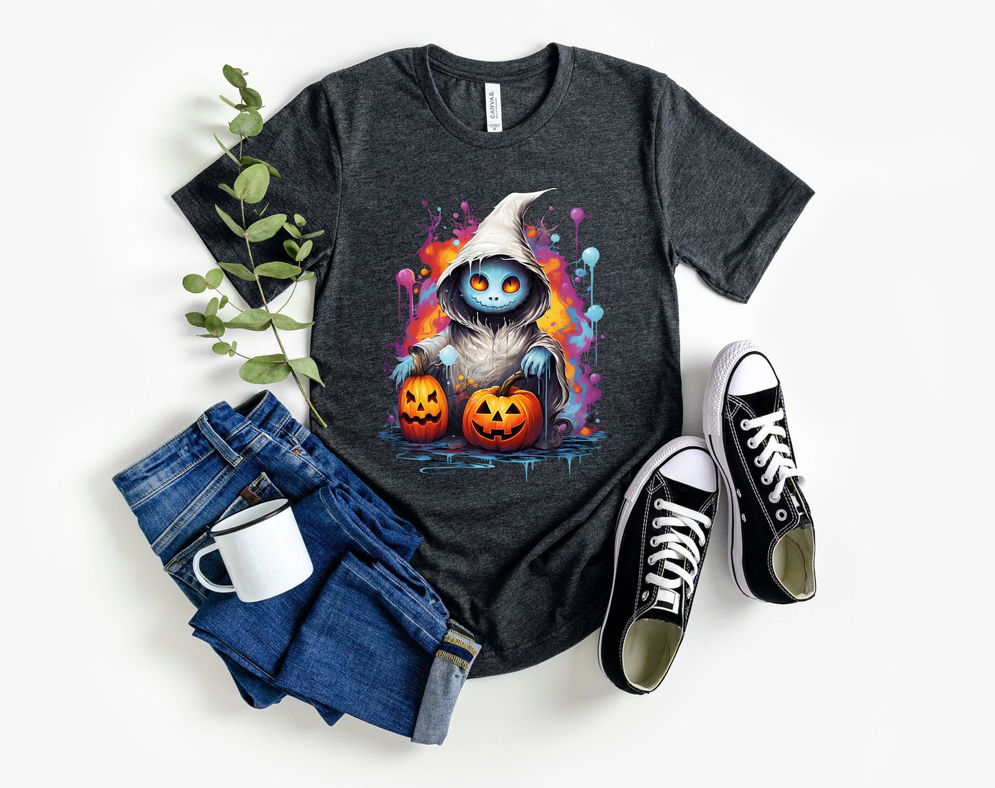 Halloween Hooded Ghost Pumpkin Shirt, Ghost Wants To Play Shirt, Creepy Ghost shirt, Halloween Colorful Splash Ghost Shirt, Creeper Ghost