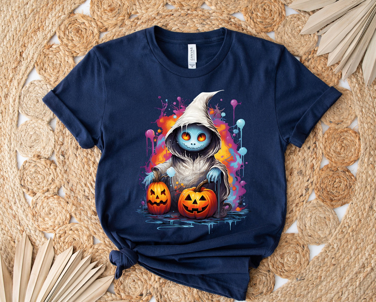 Halloween Hooded Ghost Pumpkin Shirt, Ghost Wants To Play Shirt, Creepy Ghost shirt, Halloween Colorful Splash Ghost Shirt, Creeper Ghost