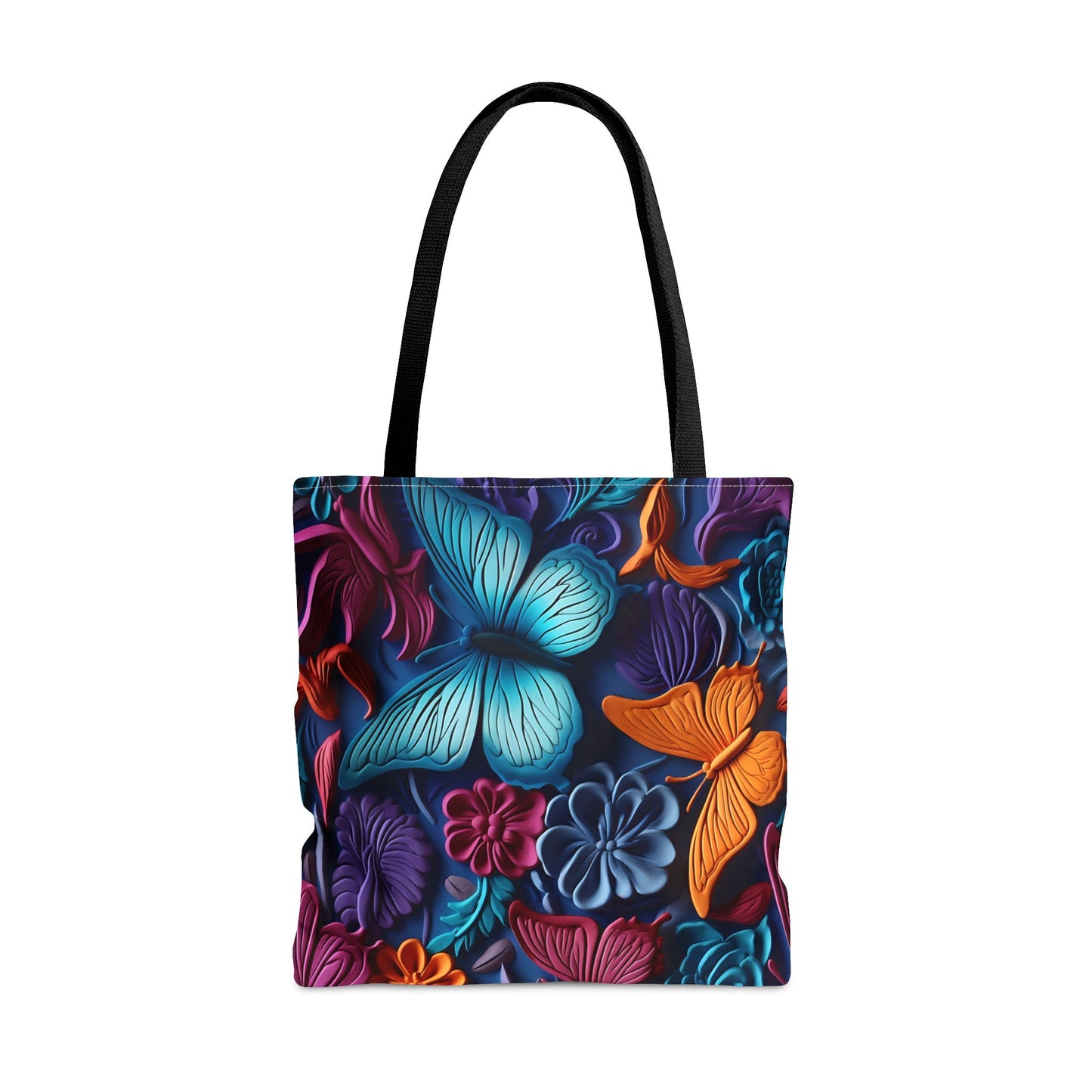 Colorful Tote Bag with Beautiful Butterflies and Flowers, Gorgeous Tote bag with colorful Butterflies and Flowers design, Cute Tote Bag