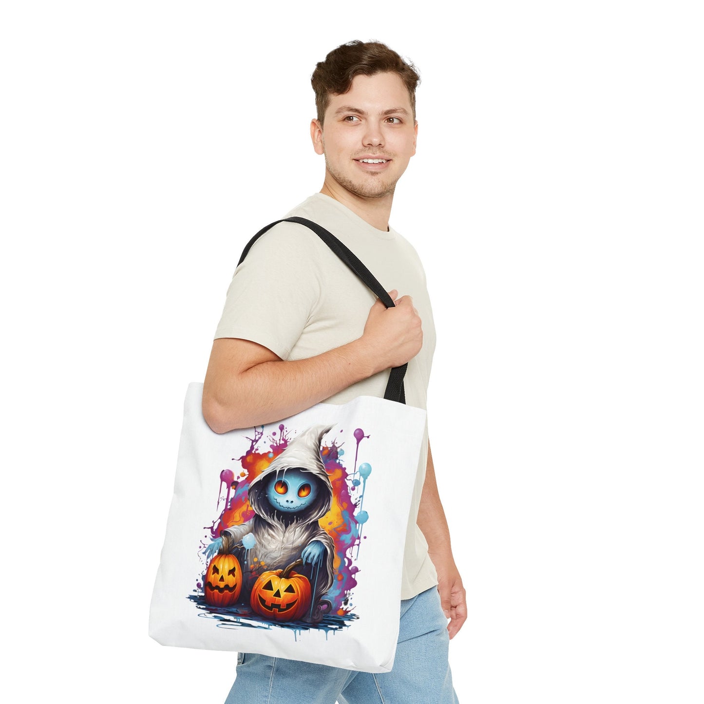 Adorable Tote bag with cute Ghost, Ghost Tote bag for any Occassion, Cute Ghost Tote bag perfect for Halloween,  Mens, Womens, Kids Tote bag