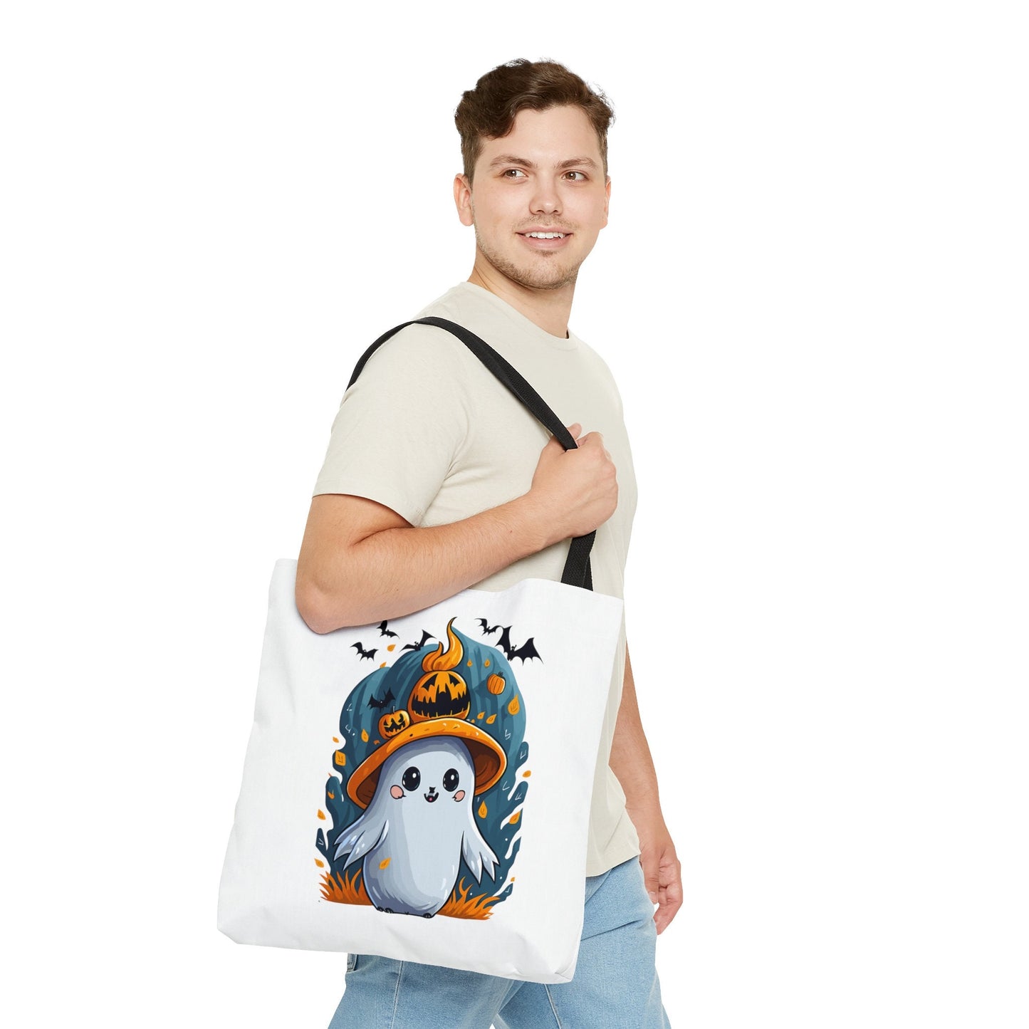 Adorable Tote bag with cute Ghost, Ghost Tote bag for any Occassion, Cute Ghost Tote bag perfect for Halloween,  Mens, Womens, Kids Tote bag