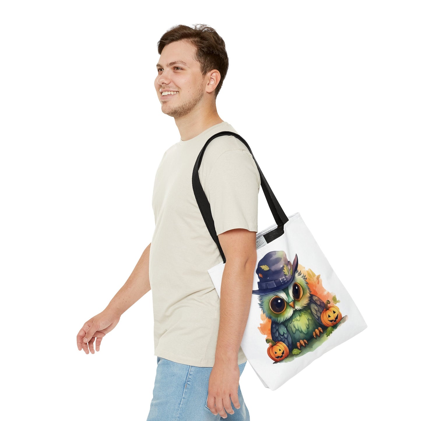 Adorable Tote bag with cute Owl, Owl Tote bag for any Occassion, Cute Owl Tote bag for Halloween,  Mens, Womens, Kids Tote bag.