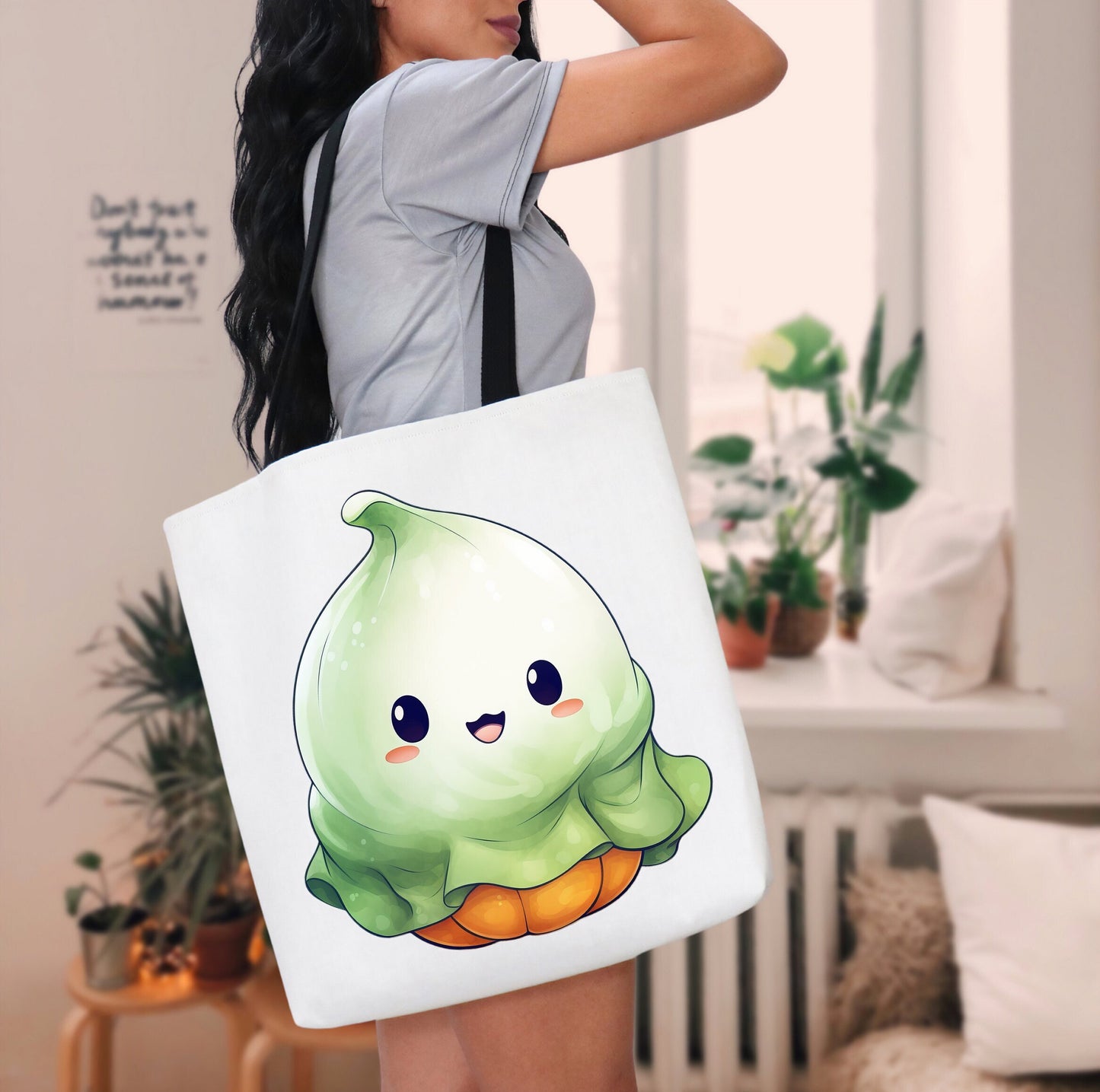 Cute Tote Bag with adorable Ghost, Ghost Tote bag for any Occassion, Cute Ghost Tote bag for Halloween,  Mens, Womens, Kids Tote bag