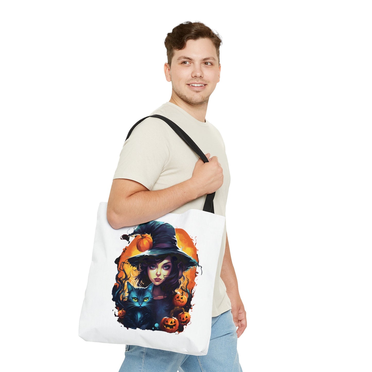Cute Tote Bag with Beautiful Witch, Witch Tote bag for any Occassion, Cute Witch Tote bag for Halloween,  Mens, Womens, Kids Tote bag