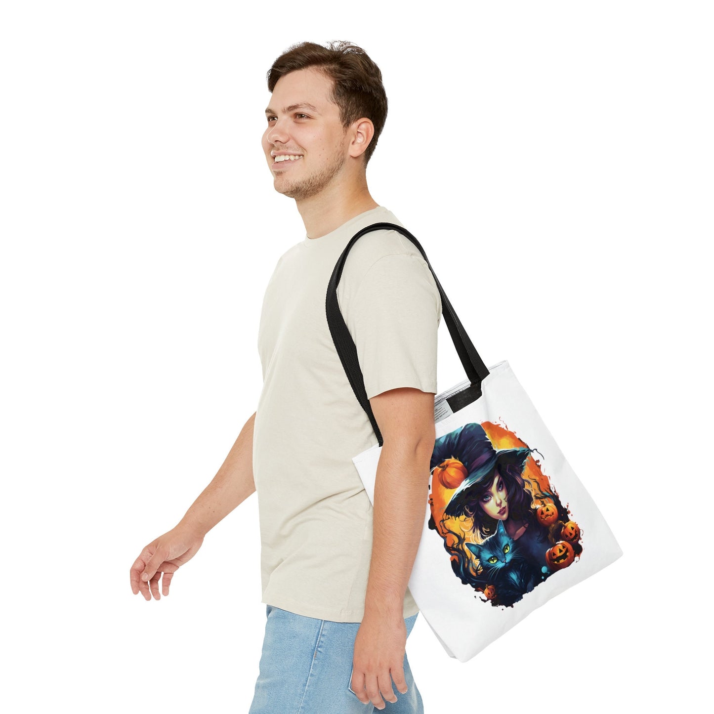 Cute Tote Bag with Beautiful Witch, Witch Tote bag for any Occassion, Cute Witch Tote bag for Halloween,  Mens, Womens, Kids Tote bag