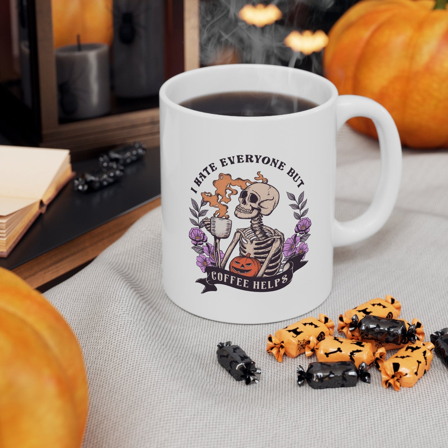 I Hate Everyone but Coffee Helps Mug, Funny Mug for Coffee Lovers, Awesome Gift Mug for Coffee Fans, Perfect Coffee Mug for your collection