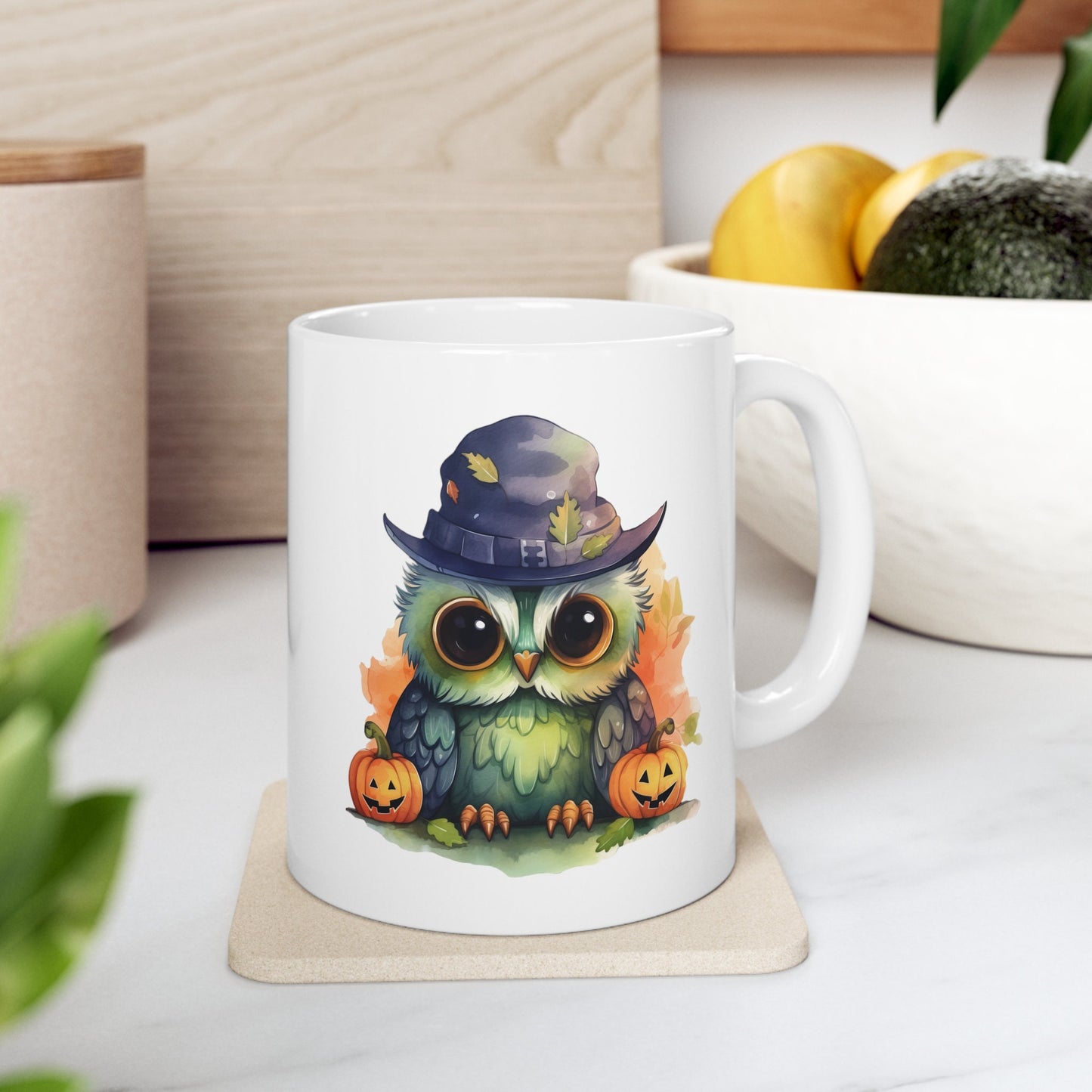 Adorable Halloween Coffee Mug with cute Owl, Owl Coffee Mug for any Occasion, Cute Owl Cup for Halloween,  Mens, Womens, Kids Coffee Mug
