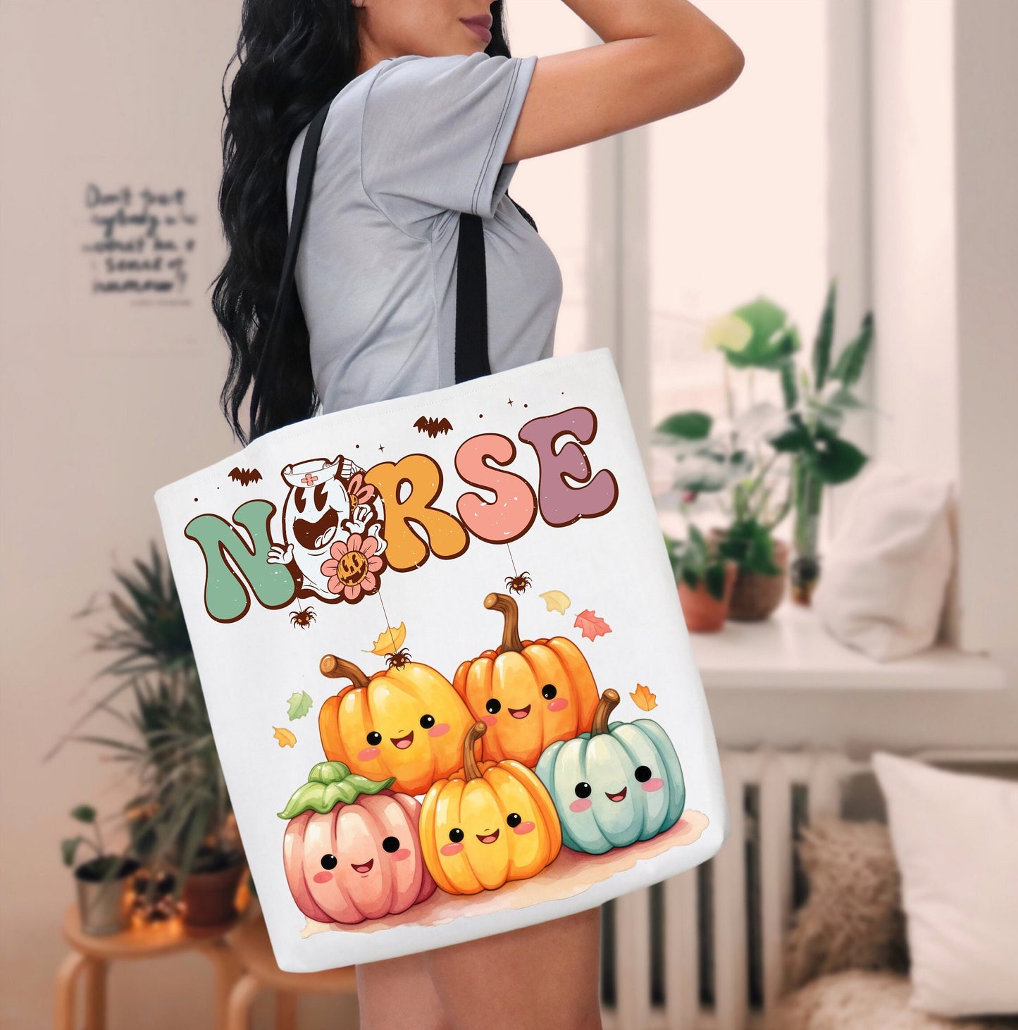 Cute Tote Bag with Beautiful Witch, Witch Tote bag for any Occassion, Cute Witch Tote bag for Halloween,  Mens, Womens, Kids Tote bag
