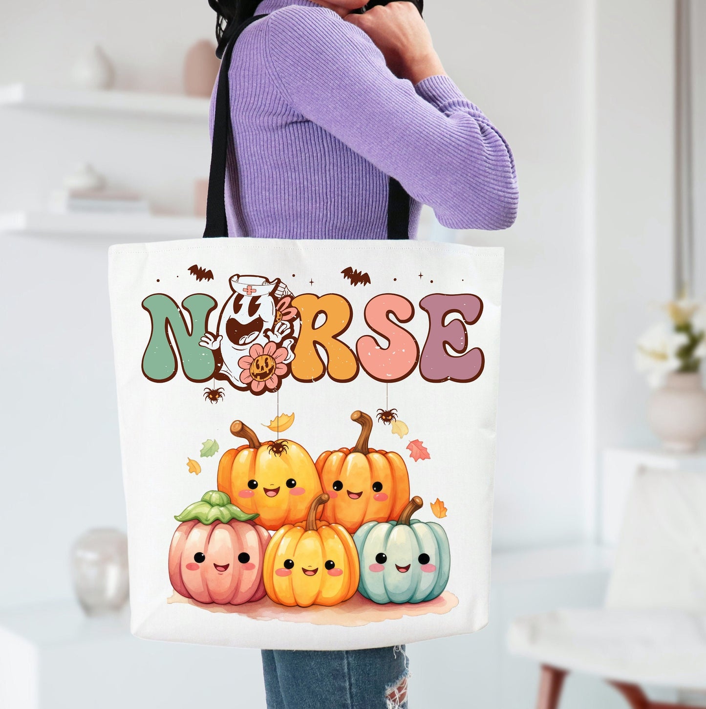 Cute Tote Bag with Beautiful Witch, Witch Tote bag for any Occassion, Cute Witch Tote bag for Halloween,  Mens, Womens, Kids Tote bag