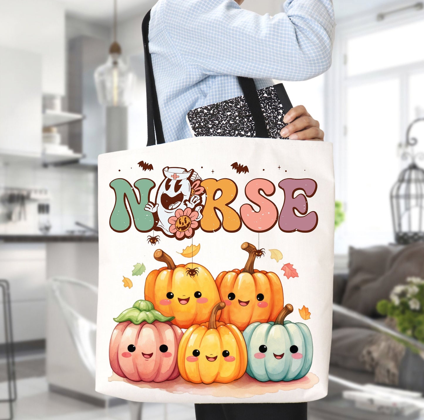 Cute Tote Bag with Beautiful Witch, Witch Tote bag for any Occassion, Cute Witch Tote bag for Halloween,  Mens, Womens, Kids Tote bag