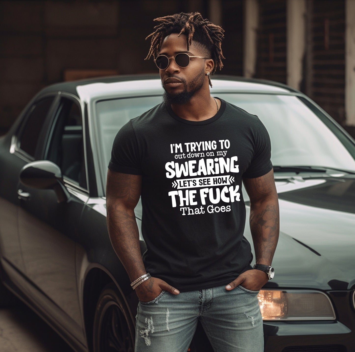I have to cut down on my swearing lets see how the fuck that goes T shirt, Hilarious sayings shirt, gift for your favorite potty mouth.