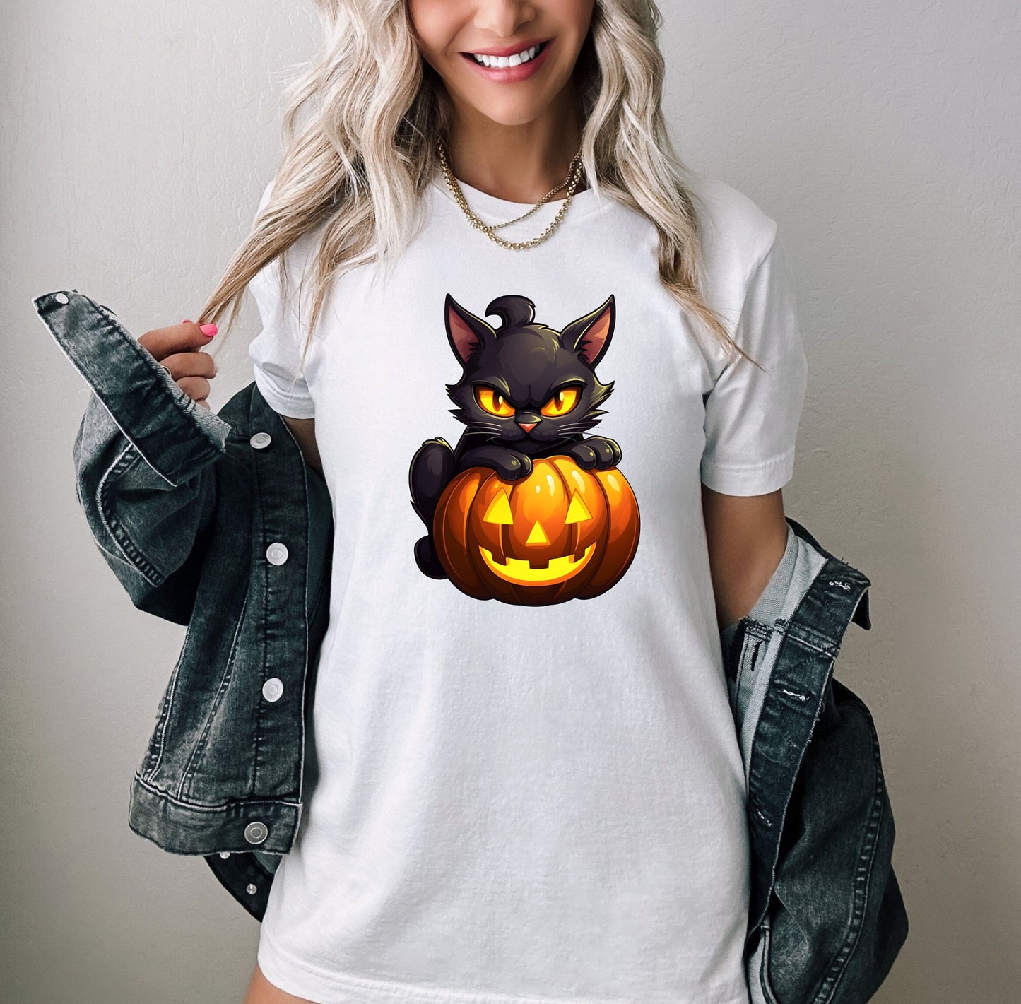 Halloween Black Cat Shirt, Cat Wants To Play Shirt, Cute Black Cat with Pumpkins shirt, Halloween Witches Unlucky Black Cat \Shirt