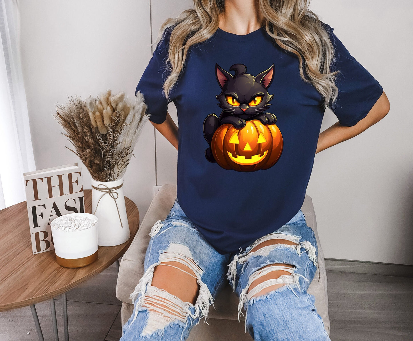 Halloween Black Cat Shirt, Cat Wants To Play Shirt, Cute Black Cat with Pumpkins shirt, Halloween Witches Unlucky Black Cat \Shirt