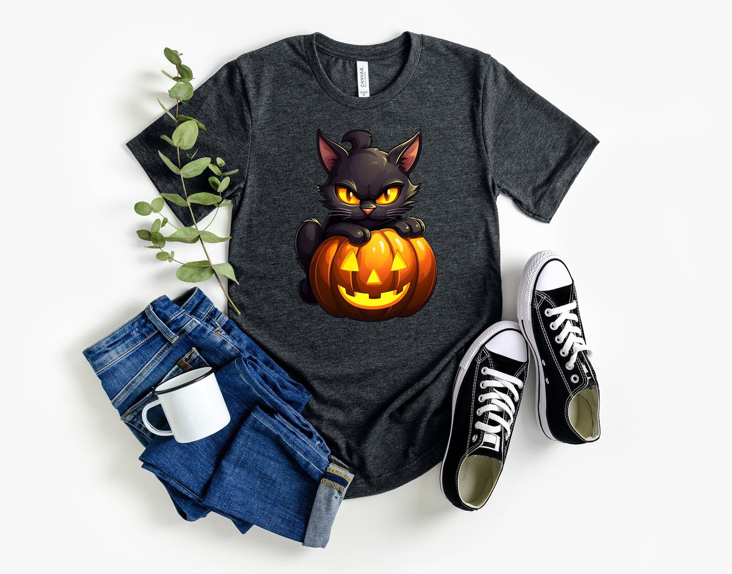 Halloween Black Cat Shirt, Cat Wants To Play Shirt, Cute Black Cat with Pumpkins shirt, Halloween Witches Unlucky Black Cat \Shirt