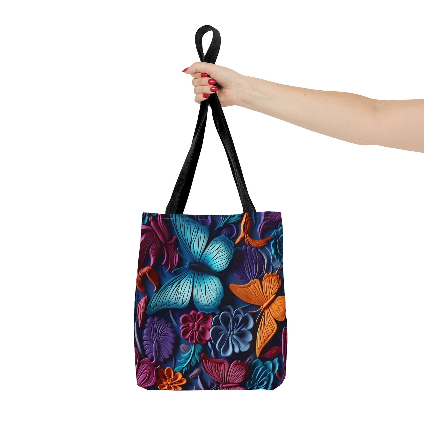 Colorful Tote Bag with Beautiful Butterflies and Flowers, Gorgeous Tote bag with colorful Butterflies and Flowers design, Cute Tote Bag