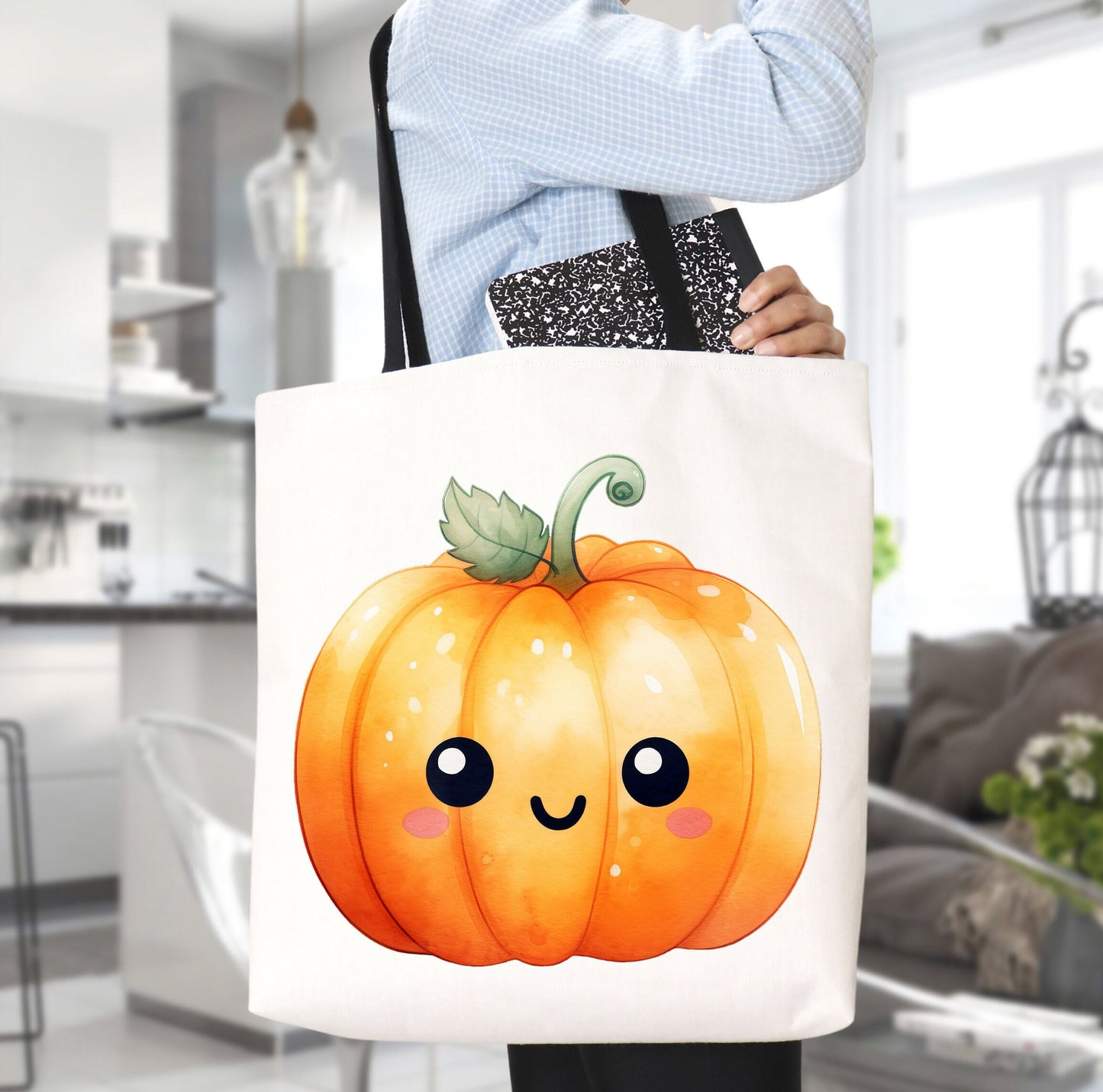 Adorable Tote bag with cute Pumpkin, Pumpkin Tote bag for any Occassion, Cute Pumpkin Tote bag for Halloween,  Mens, Womens, Kids Tote bag