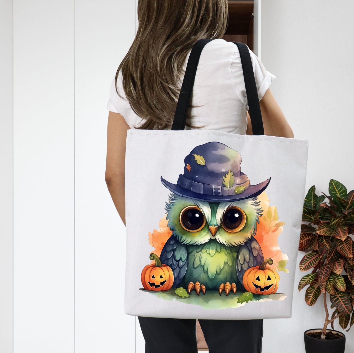 Adorable Tote bag with cute Owl, Owl Tote bag for any Occassion, Cute Owl Tote bag for Halloween,  Mens, Womens, Kids Tote bag.