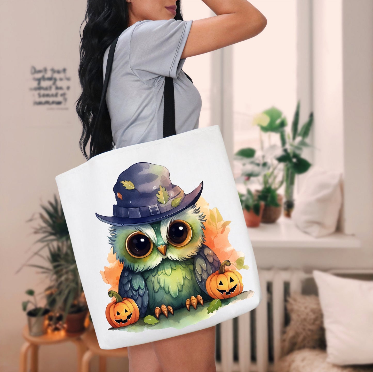 Adorable Tote bag with cute Owl, Owl Tote bag for any Occassion, Cute Owl Tote bag for Halloween,  Mens, Womens, Kids Tote bag.