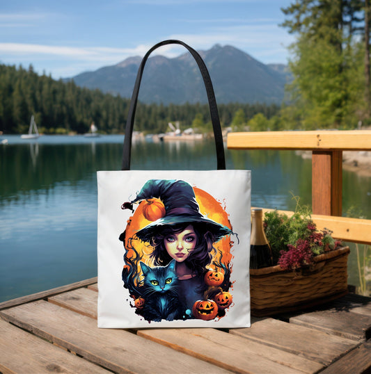 Cute Tote Bag with Beautiful Witch, Witch Tote bag for any Occassion, Cute Witch Tote bag for Halloween,  Mens, Womens, Kids Tote bag